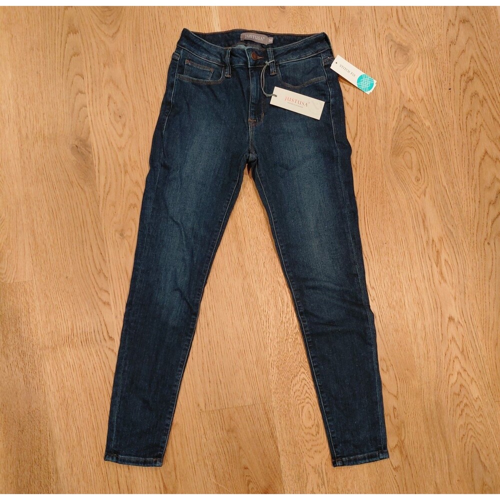 NWT Just USA Women's Dark Denim skinny jeans Size 26 high-rise waist/Stitch Fix